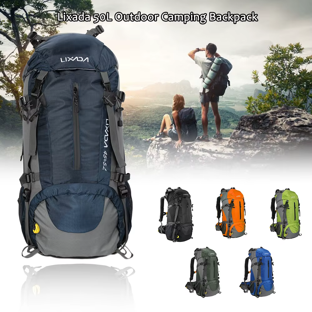 Mochila Lixada 50 litros para Montanhismo, Escalada, , Camping, Trekking com capa de chuva - Imagem 4