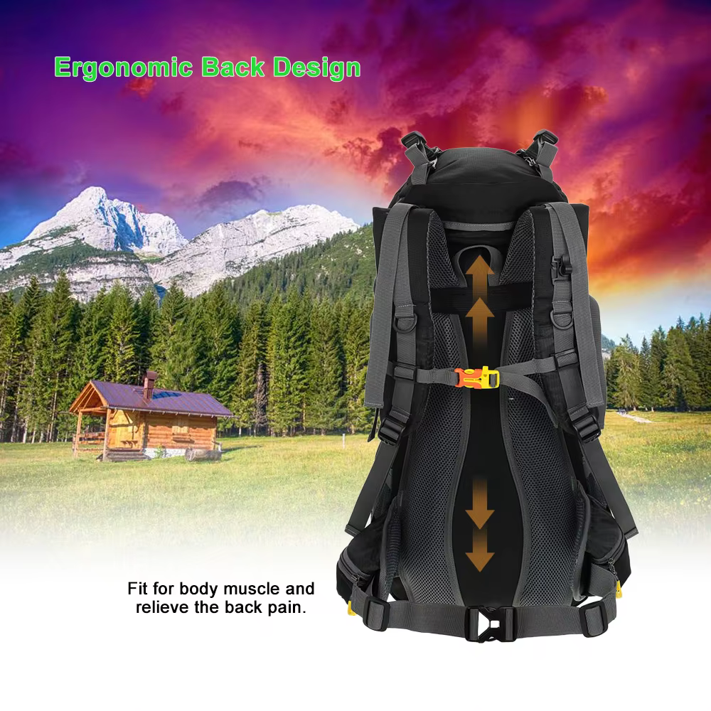 Mochila Lixada 50 litros para Montanhismo, Escalada, , Camping, Trekking com capa de chuva - Imagem 3