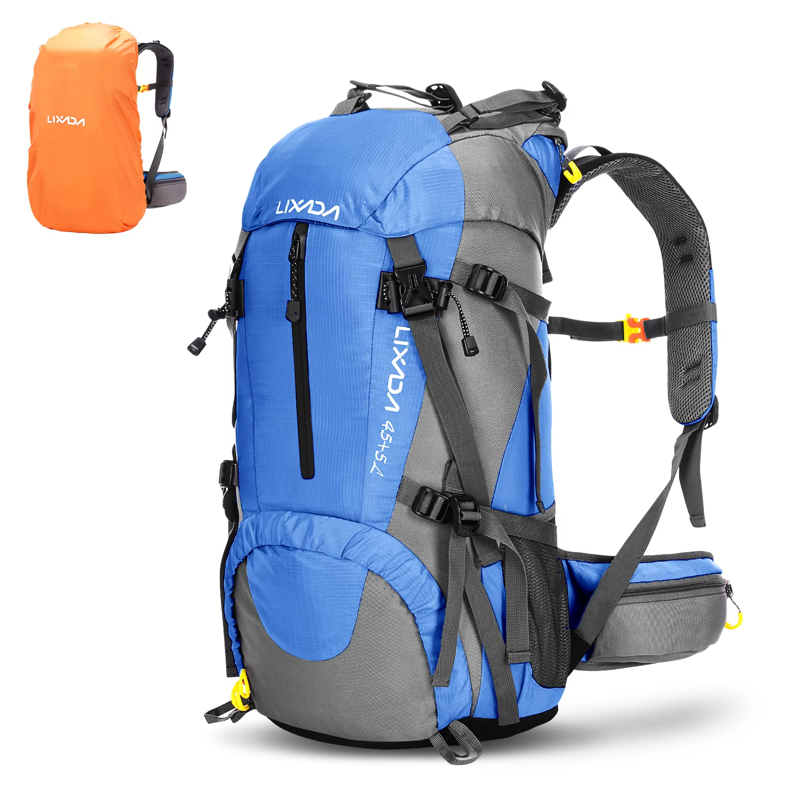 Mochila Lixada 50 litros para Montanhismo, Escalada, , Camping, Trekking com capa de chuva - Imagem 9