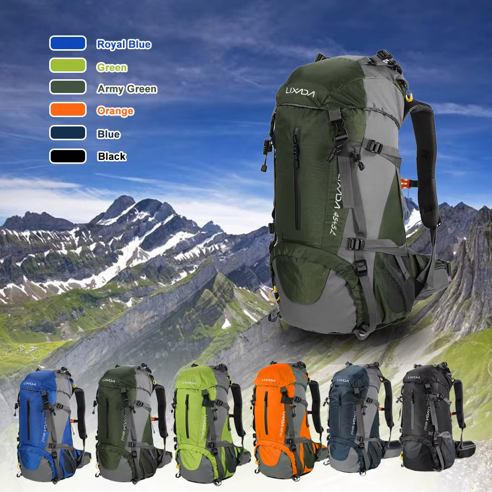 Mochila Lixada 50 litros para Montanhismo, Escalada, , Camping, Trekking com capa de chuva - Imagem 14